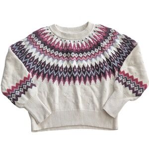 $148 SUNDANCE PS Petite Small Fair Isle Cotton Wool Blend Sweater Apres Ski Boho